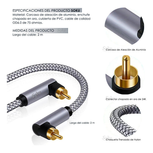 Soku Cable Audio Rca Spdif Macho A Macho Uso Rudo Hifi