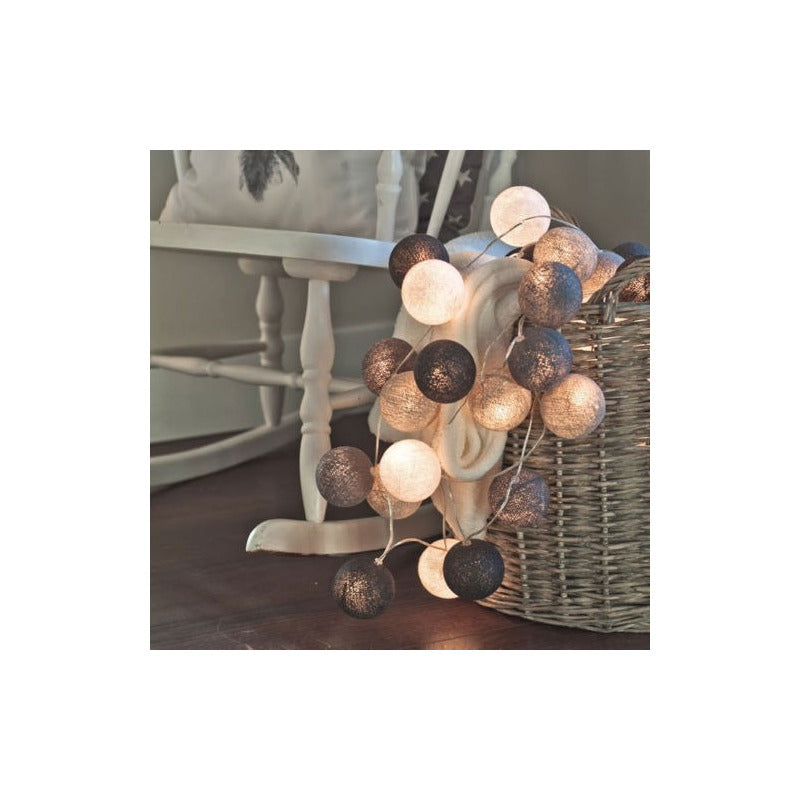 Serie Luces Eventos Fiesta 20 Esferas Grandes Algodón Pilas