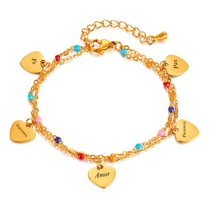 Soku Pulsera Corazón Personalizada Grabado  Acero Titanio