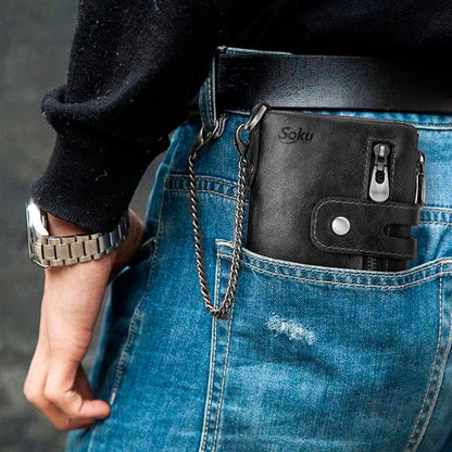 Cartera Billetera Hombre/mujer Piel Genuina Bloqueo Rfid