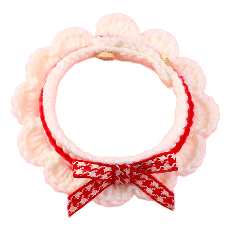 Soku Collar Bordado De Lana Moño Para Gato Super Kawaii
