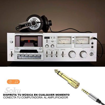 2 Adaptador Audio Estéreo Trs Jack 6.35 Macho A 3.5mm Hembra