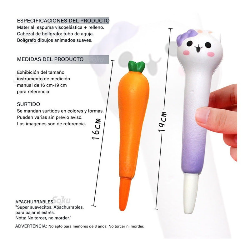 5 Plumas Kawaii Niños Lapicero Antiestres Apachurrable Lote