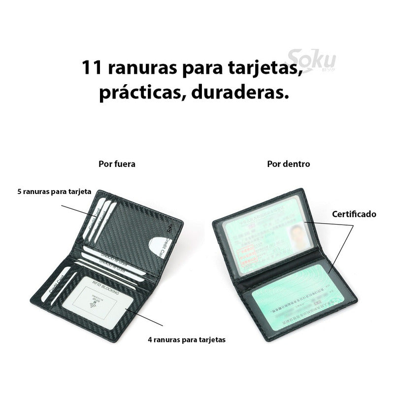 Cartera Slim Tarjetero Porta Licencia Antirrobo Rfid