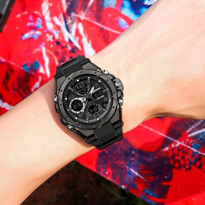 Reloj Dual Digital Led Militar Uso Rudo Contra Agua 5 Bar Sd