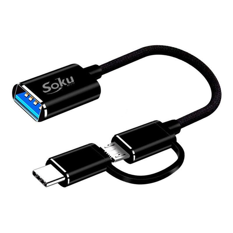 Cable 2 En 1 Adaptador Micro Usb V8 Tipo C A Usb 3.0 Otg
