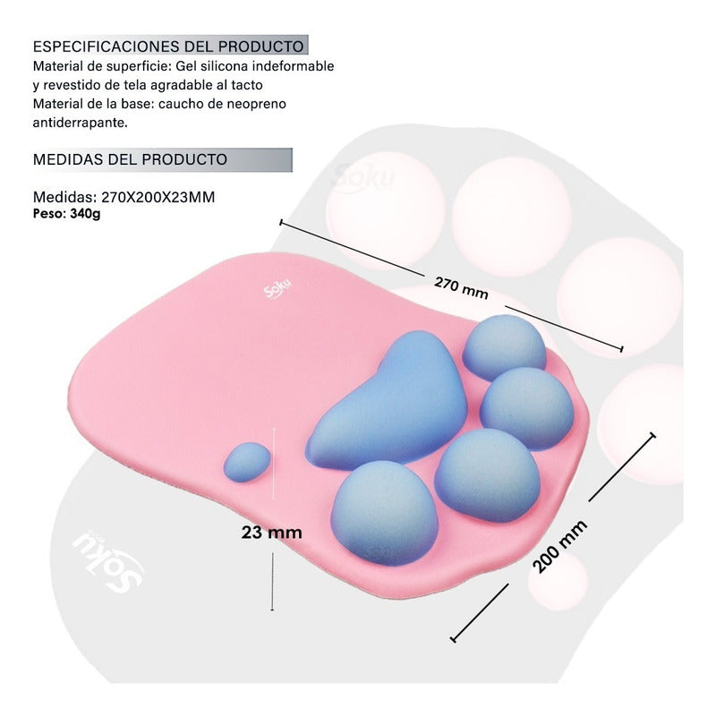Tapete Raton Huella 3d Gato Antideslizante Gel Ortopedico