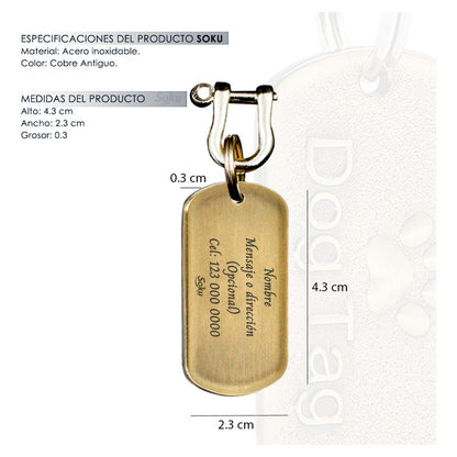 Soku Placa Perro Personalizada Huella Tag Inoxidable Premium