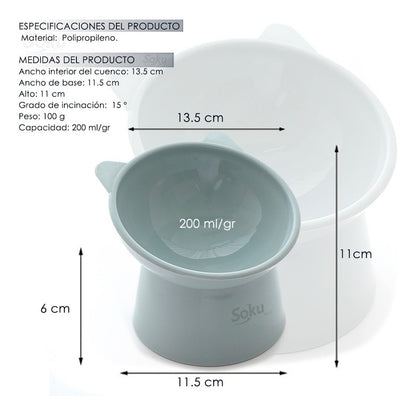 Soku Tazon Plato Para Gatos Perros Mascotas Kawaii Elevado