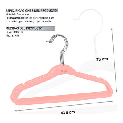 Set 20 Ganchos Acero Terciopelo Organizador Closet Durable
