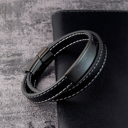 Soku Pulsera Piel Acero Inoxidable Personalizada Titanio