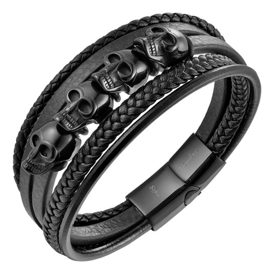 Soku Pulsera Personalizada Calavera Inoxidable Micro Piel