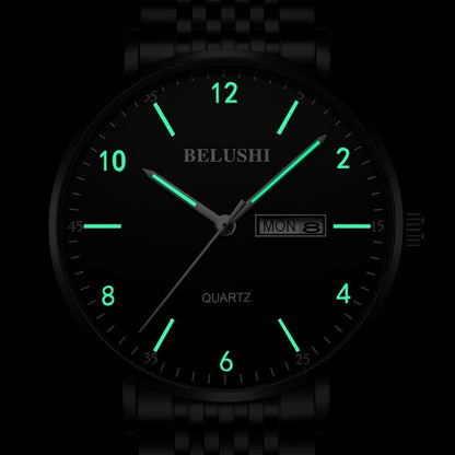 Reloj Hombre Inoxidable Fluorecente Resistente Agua 3 Bar Bs