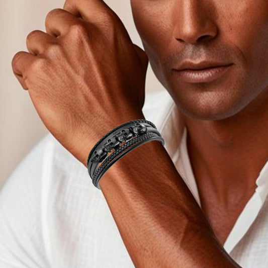 Soku Pulsera Personalizada Calavera Inoxidable Micro Piel