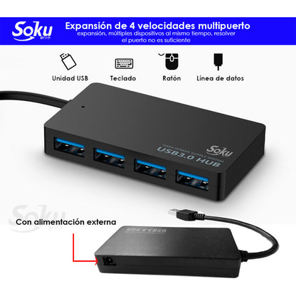 Multicontacto Hub 3.0 Usb Concentrador Para Pc/mac/xbox