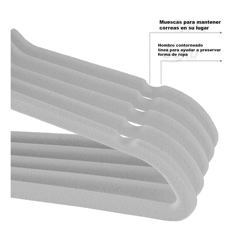 Set 20 Ganchos Acero Terciopelo Organizador Closet Durable