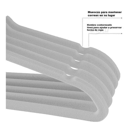 Set 20 Ganchos Acero Terciopelo Organizador Closet Durable