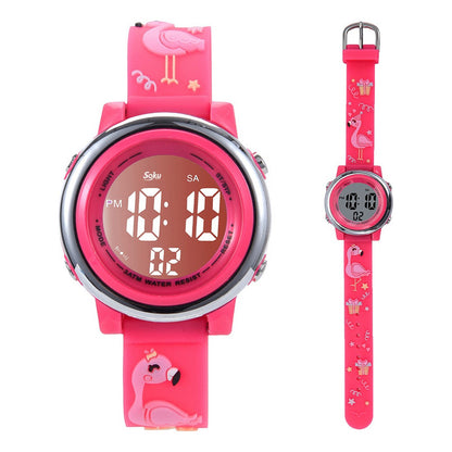 Reloj Infantil Caricaturas 3d Niña Kawaii Contra Agua Led