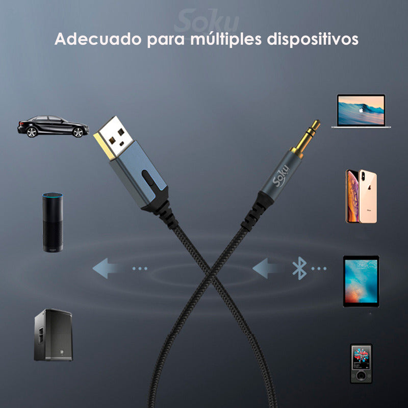 Transmisor Bluetooth A Cable Auxiliar 3.5mm Usb Hifi Mic Pro