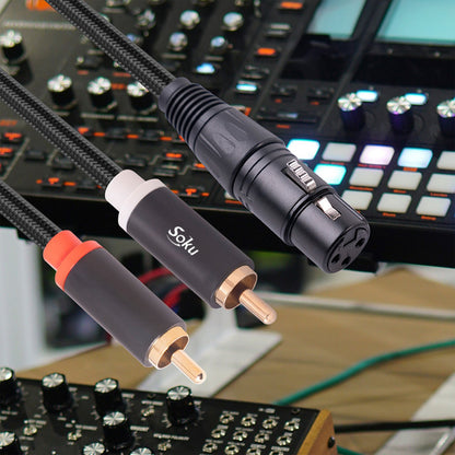Soku Cable Xlr A 2 Rca A Mezcladora Amplificador Dj Hifi 3m