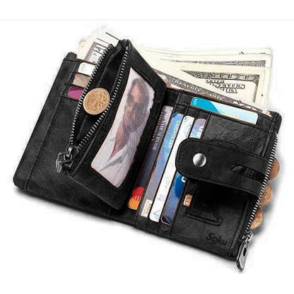Cartera Billetera Hombre/mujer Piel Genuina Bloqueo Rfid