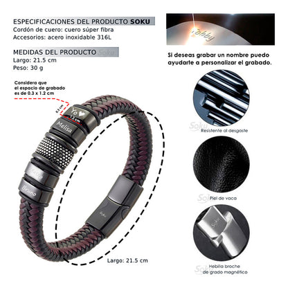 Soku Pulsera Personalizada Micro Piel Inoxidable Titanio