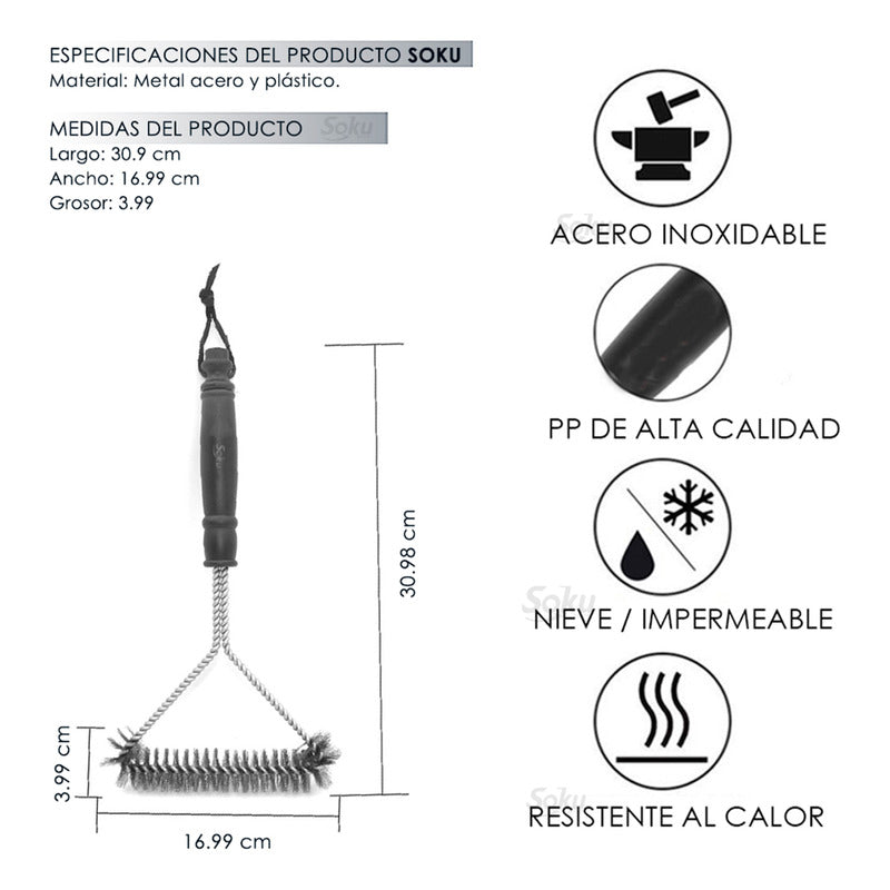 Cepillo Para Parrilla Bbq Acero Inoxidable Gourmet Cocina