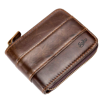 Soku Cartera Bloqueo Rfid Cierre Dura Piel Genuina Premium