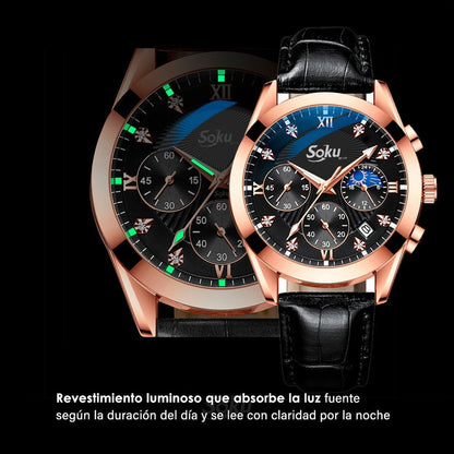 Reloj Cuero Cronometro Real Fechador Original Impermeable
