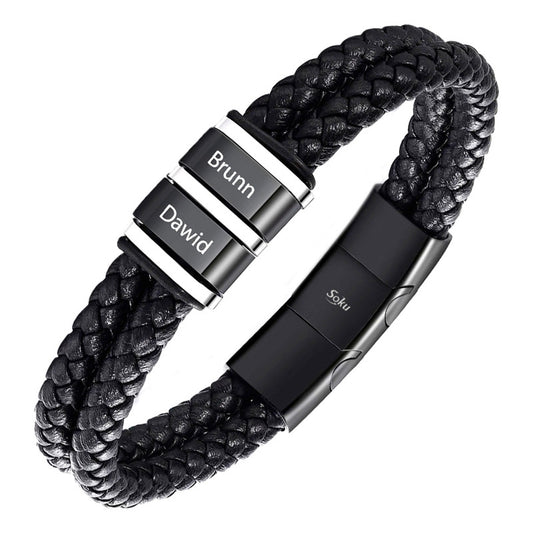 Soku Pulsera Personalizada Piel Acero Inoxidable Titanio