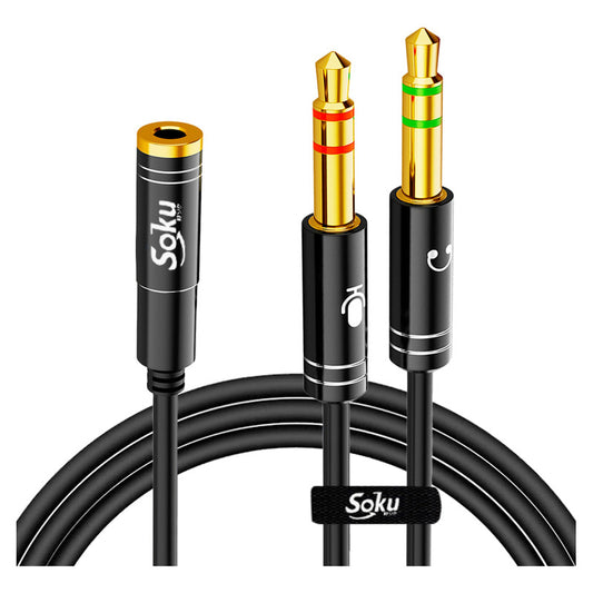 Cable Divisor Adaptador Jack 3.5mm 2 Machos A 1 Hembra Largo