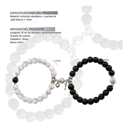 Pulseras Duo Pareja Piedra Iman  Amor Llave Candado