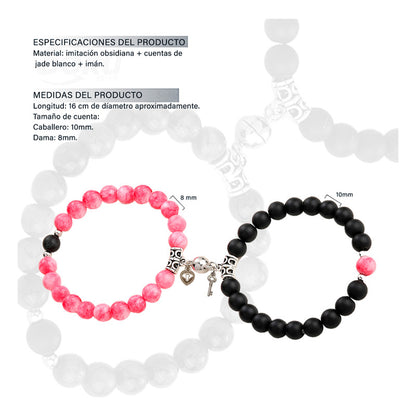 Pulseras Duo Pareja Piedra Iman  Amor Llave Candado