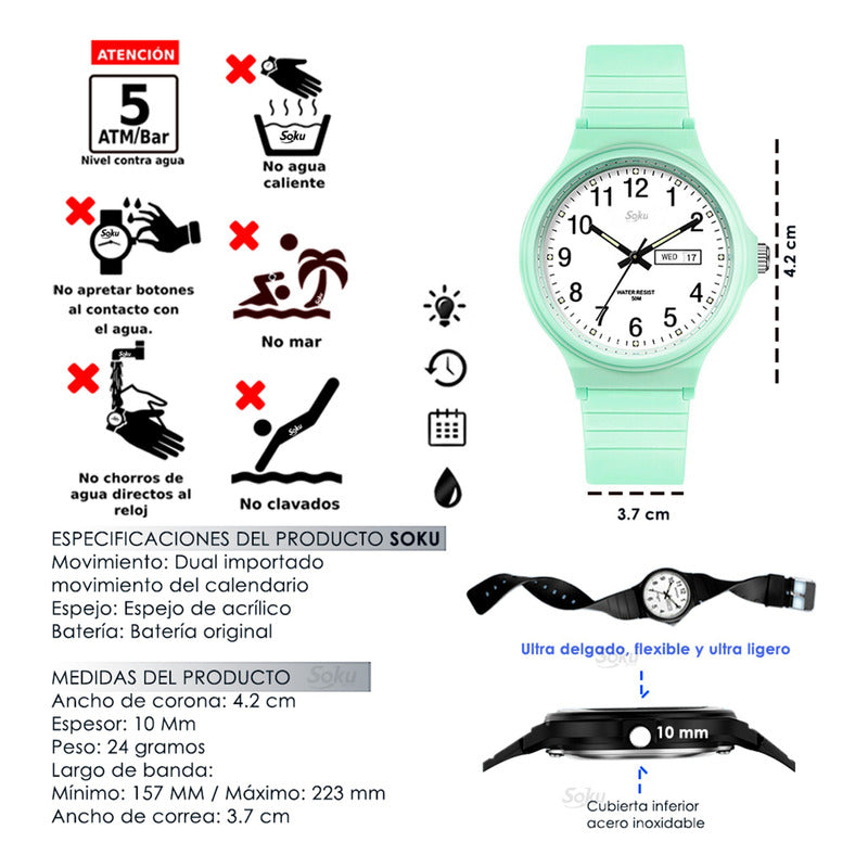Reloj Digital Elegante Ultra Ligero Comodo Impermeable