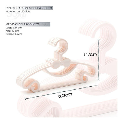 10 Ganchos Ropa Moda Niños Bebes Perchera Durable