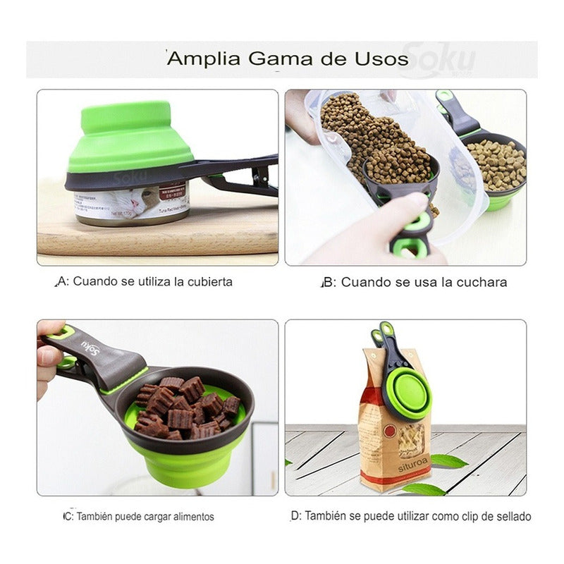 Soku Cucharón Tazón Plegable Croquetas Clip Sellador  3 En 1