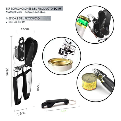 Abrelatas Mágico 3 En 1 Acero Inoxidable Original + Regalo