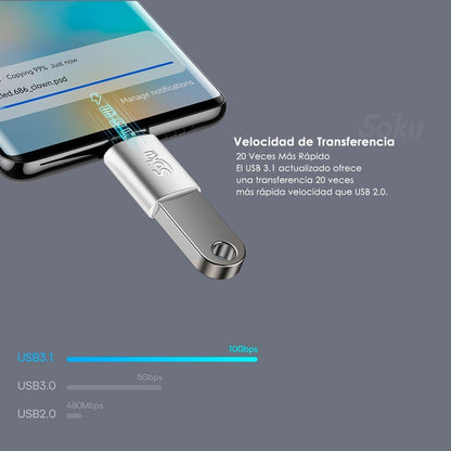 Soku Adaptador Otg Tipo C A Usb 3.1 Velocidad Real 10 Gbps