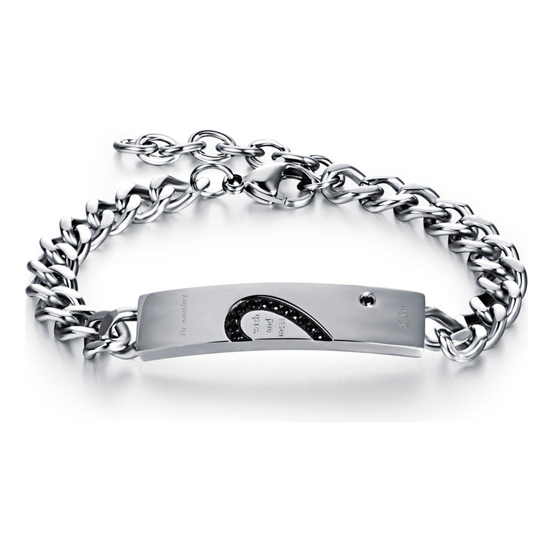 2 Pulseras Personalizadas Parejas Cora Inoxidable Por Vida