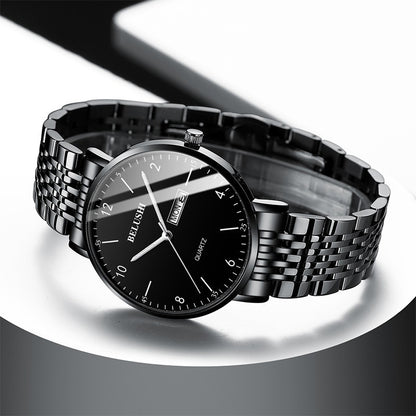 Reloj Hombre Inoxidable Fluorecente Resistente Agua 3 Bar Bs