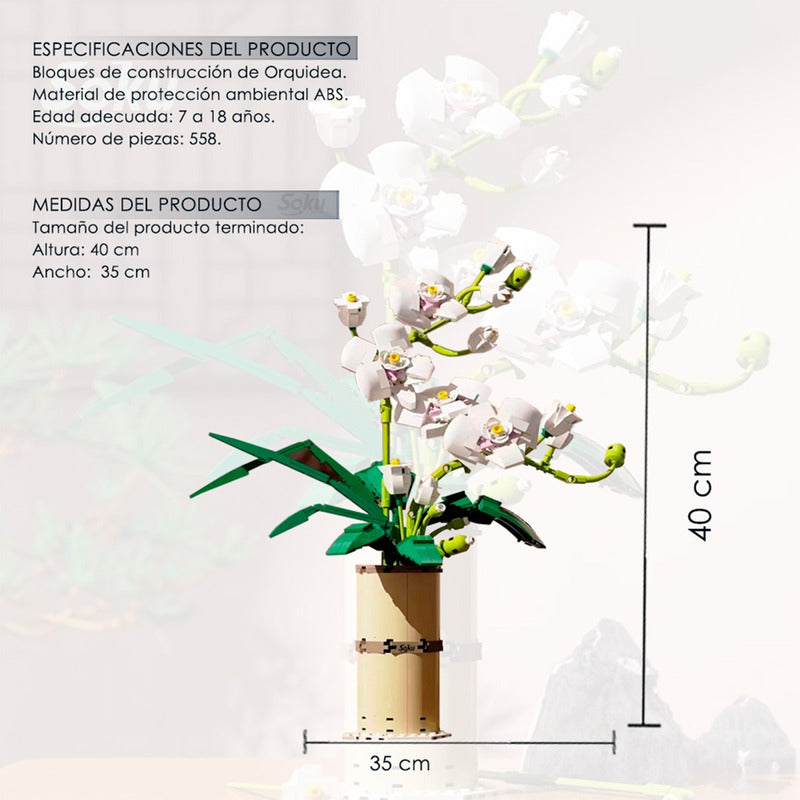 Soku Flores Orquideas Blancas Bloques Construcción Decora