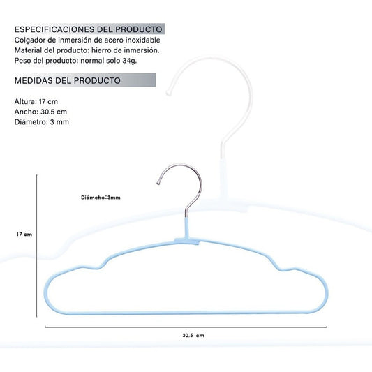 20 Ganchos Ropa Niños Bebes Metal Anti Desliz De Por Vida