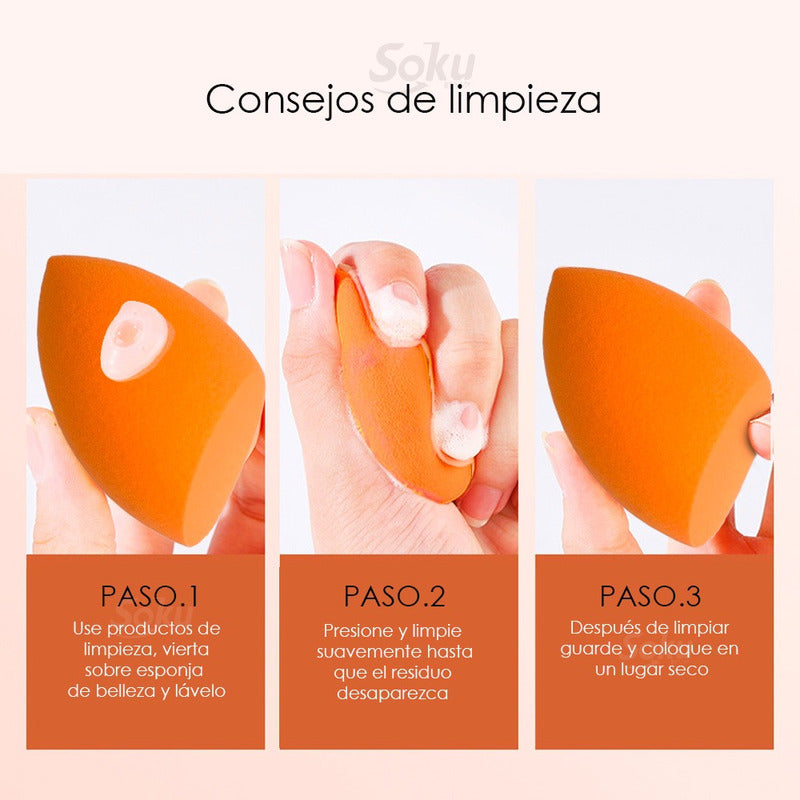 Set 4 Esponjas Maquillaje Humedo Seco Foam Recargas Soku