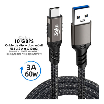 Cable Usb 3.2 A Tipo C Carga D 3a 60w 10gbps Para Samsung