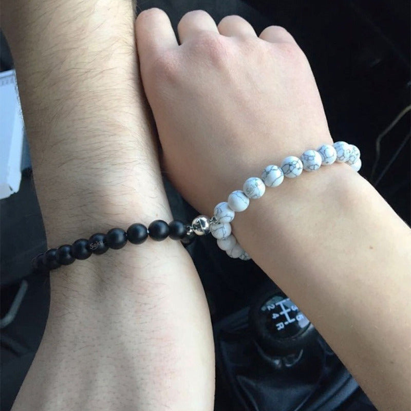Pulseras Duo Pareja Piedra Iman Eterno Dije Personalizable