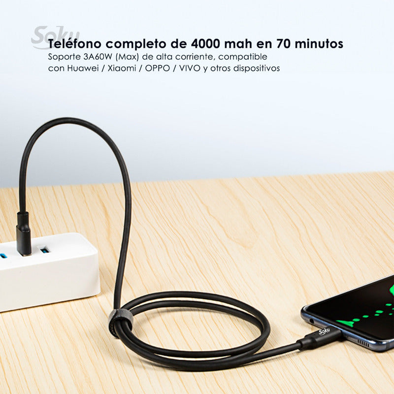 Soku Cable Usb 3.2 A Tipo C  P 3a 60w 10gbps Para Samsung
