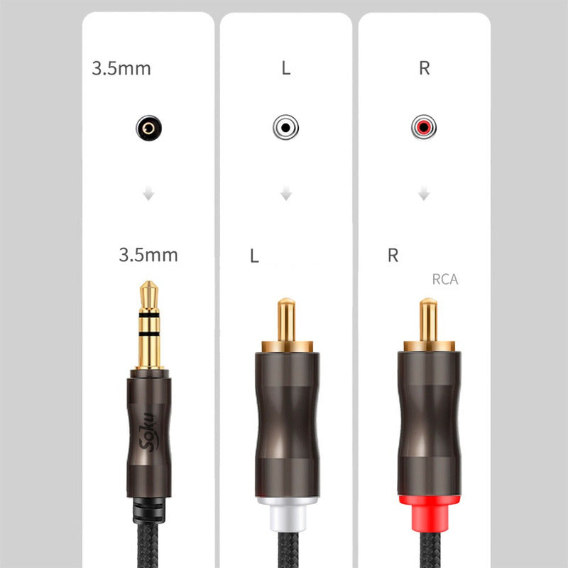 Cable Audio Auxiliar Plug Jack 3.5 Mm Macho A 2 Rca 2 M Pro