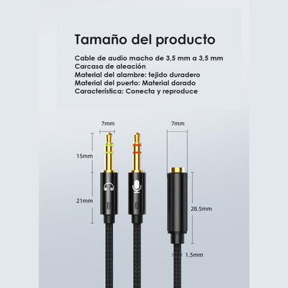Cable Divisor De Audio 3.5 Mm Para Micrófono Y Audifonos