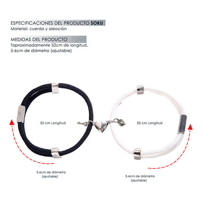 Kit 2 Brazaletes Magnéticos Pulsera  Llave Y Candado Parejas