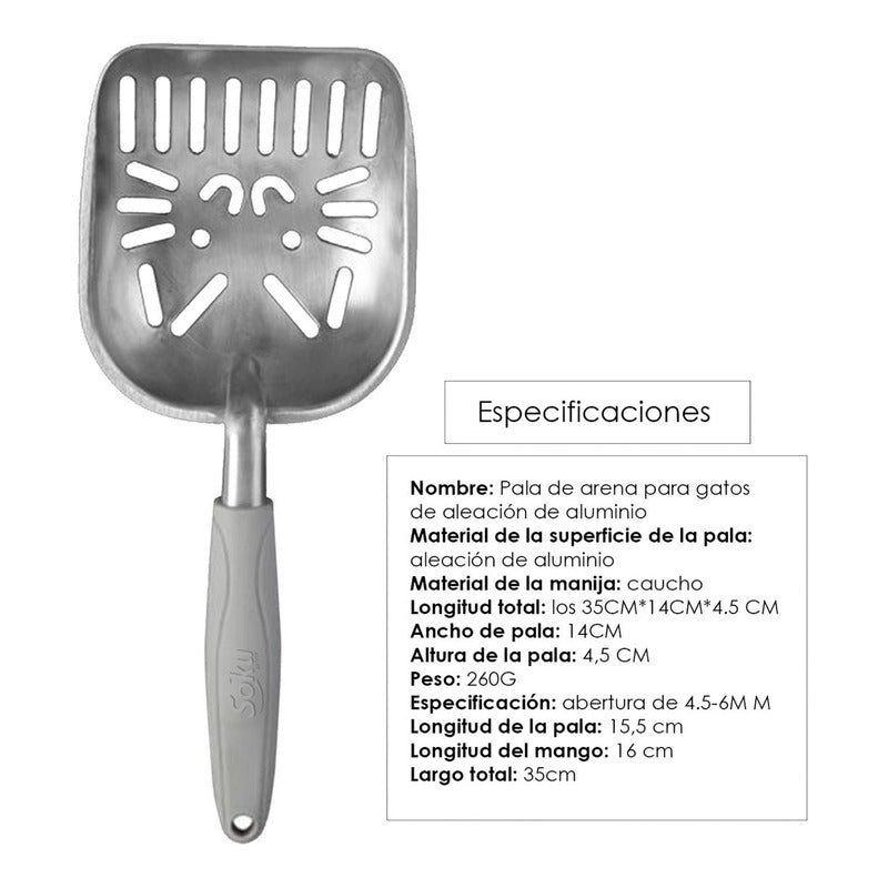Pala Aluminio Arenero Recogedora Heces Desechos Mascota Gato